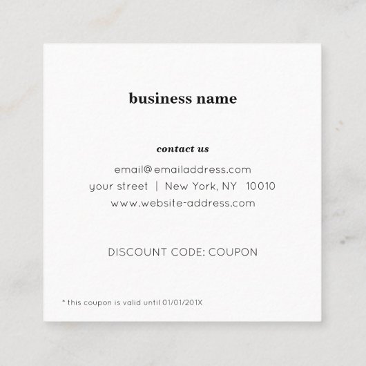 ミニマリストピンクディスカウントカード 割引カード (裏面)