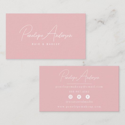 ミニマリストピンクニュートラルボホシックモダン美しい 名刺 (正面/裏面)