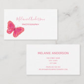 ミニマリストピンクバタフライビジネスカード 名刺 (正面/裏面)