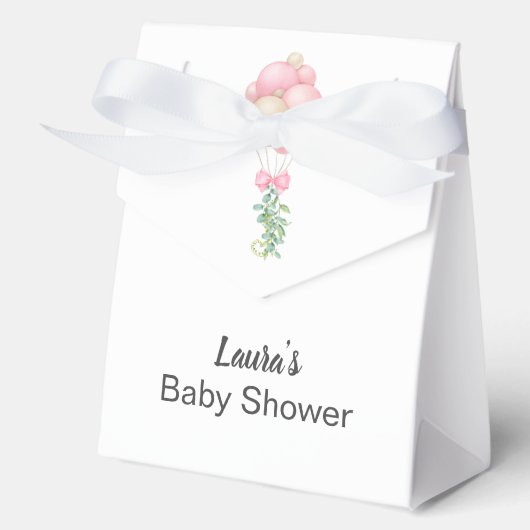 ミニマリストピンクバルーン女の子ベビーシャワー フェイバーボックス (正面)
