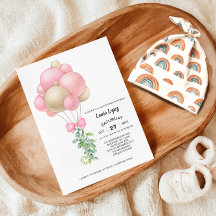 ミニマリストピンクバルーン女の子ベビーシャワー