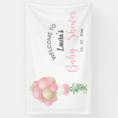 ミニマリストピンクバルーン女の子ベビーシャワー 横断幕 (縦)