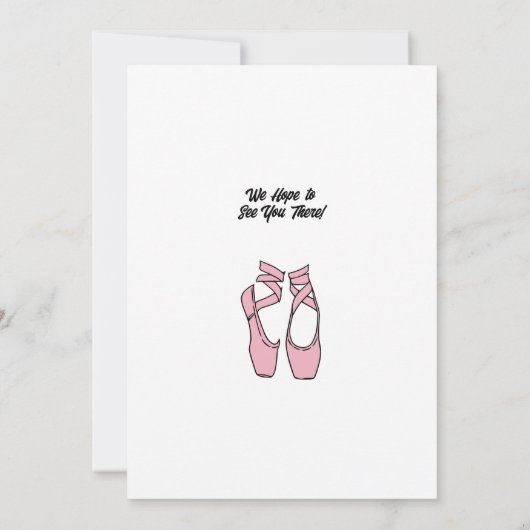 ミニマリストピンクバレエ誕生日パーティーの招待 招待状 (裏面)
