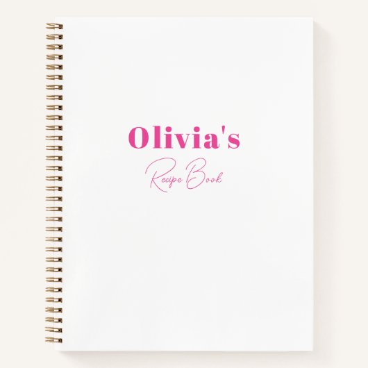 ミニマリストピンクパーソナライズされたレシピ本 ノートブック (正面)