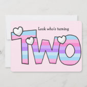 ミニマリストピンクパープルハートグラデーション秒 招待状 (裏面)