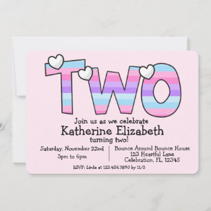 ミニマリストピンクパープルハートグラデーション秒 招待状