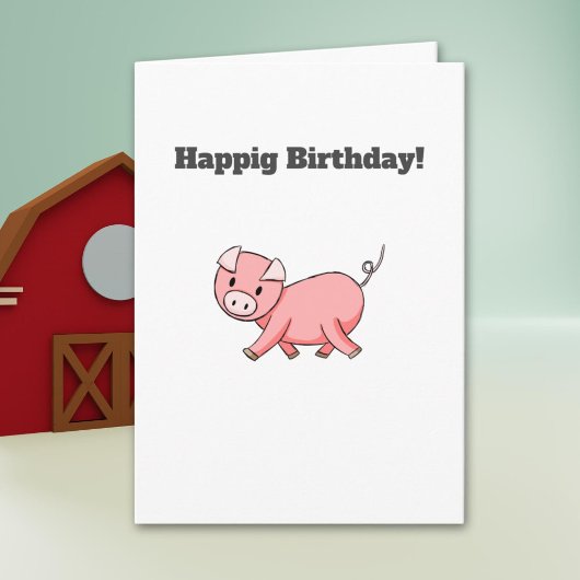 ミニマリストピンクピグパーソナライズされた誕生日 カード