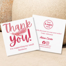 ミニマリストピンクフェザーありがとうブランディング