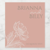 ミニマリストピンクフローラワインラベル ワインラベル (シングルラベル)