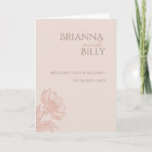 ミニマリストピンクフローラ折り畳み結婚式 プログラム (正面)