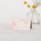 ミニマリストピンクフローラ折り結婚曲げ座席表 プレイスカード (正面)