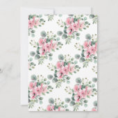 ミニマリストピンクフローラ水彩少女ベビーシャワー 招待状 (裏面)