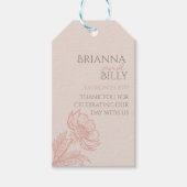 ミニマリストピンクフローラ結婚式の引き出物ラベル ギフトタグ (正面)