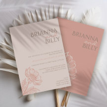 ミニマリストピンクフローラ結婚式招待状