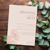 ミニマリストピンクフローラ結婚式招待状 招待状