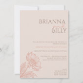 ミニマリストピンクフローラ結婚式招待状 招待状 (正面)
