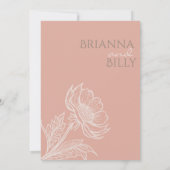 ミニマリストピンクフローラ結婚式招待状 招待状 (裏面)