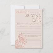 ミニマリストピンクフローラ結婚式RSVPカード サンキューカード (正面)