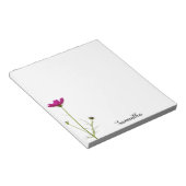 ミニマリストピンクフローラ |パーソナライズされた | ノートパッド (アングル)