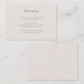 ミニマリストピンクブラック結婚ズホテル詳細情報 エンクロージャーカード (正面/裏面)