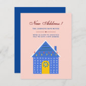 ミニマリストピンクブルーハウスニューホーム移動 案内状 (正面/裏面)