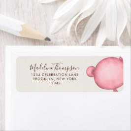 ミニマリストピンクベアスクエレガントリプトタイポグラフィ ラベル