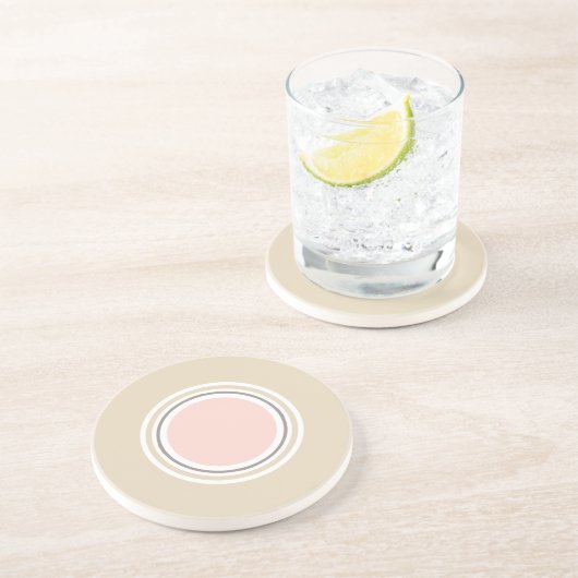 ミニマリストピンクベージュ幾何学模様 コースター (側面)