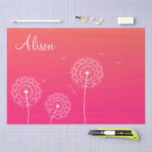 ミニマリストピンクホワイトダンデリオンナスキュートフローラ 薄葉紙 (クラフト)