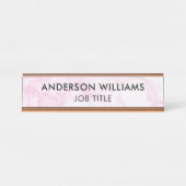 ミニマリストピンクホワイトマーブルカスタム デスクネームプレート (正面)