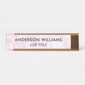 ミニマリストピンクホワイトマーブルカスタム デスクネームプレート (正面)