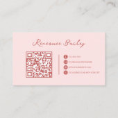 ミニマリストピンクホワイトモノグラムQrコード 名刺 (裏面)