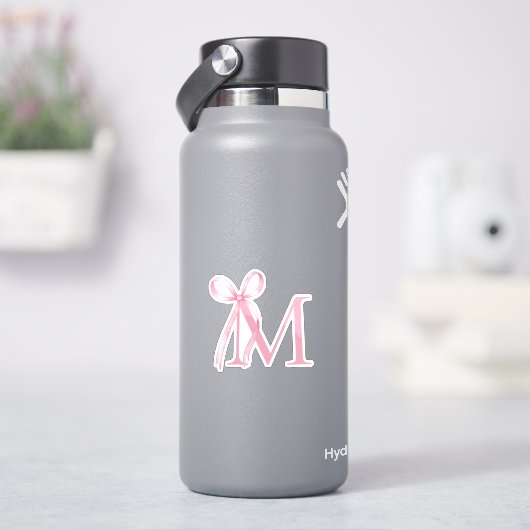 ミニマリストピンクボウイニシャルモノグラム シール (HydroFlask)