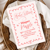 ミニマリストピンクボウドードルベビーおむつラッフル エンクロージャーカード