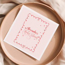 ミニマリストピンクボウドードルベビーシャワー スタンダードカクテルナプキン