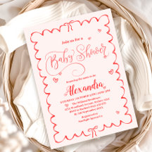 ミニマリストピンクボウドードルベビーシャワー