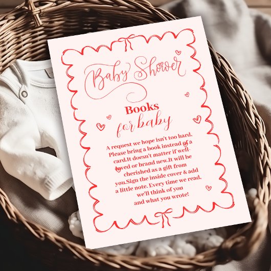 ミニマリストピンクボウドードルベビーブックスベビー エンクロージャーカード