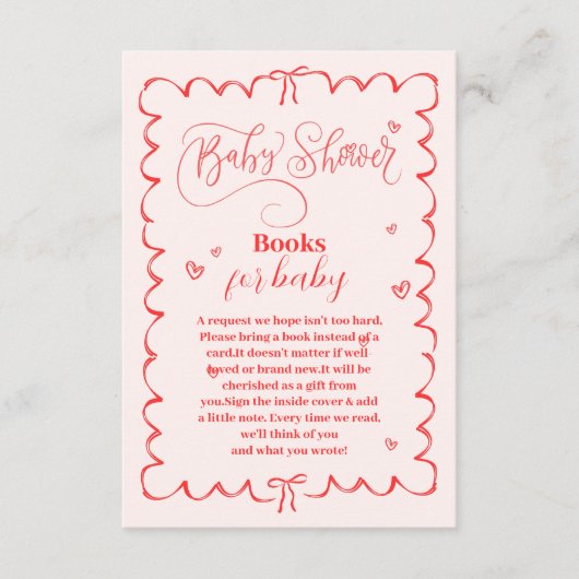 ミニマリストピンクボウドードルベビーブックスベビー エンクロージャーカード (正面)