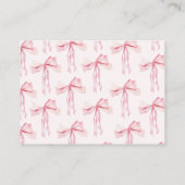 ミニマリストピンクボウレシピブライダルシャワー エンクロージャーカード (裏面)