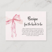 ミニマリストピンクボウレシピブライダルシャワー エンクロージャーカード (正面)