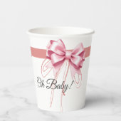 ミニマリストピンクボウ赤ちゃんシャワー 紙コップ (裏面)