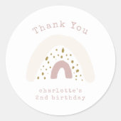 ミニマリストピンクボホレインボー誕生日サンキューユナイズ ラウンドシール (正面)