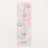 ミニマリストピンクラインスケッチ顔名前をカスタムする ヨガマット (正面)