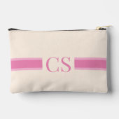 ミニマリストピンクレッドストライプイニシャルモノグラム アクセサリーポーチ (裏面)