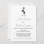 ミニマリストピンクローズモノグラム結婚式招待状 招待状 (正面)