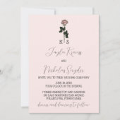 ミニマリストピンクローズモノグラム結婚式招待状 招待状 (正面)