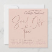 ミニマリストピンクローズ金ゴールドタイポグラフィお茶の送信 招待状 (正面)