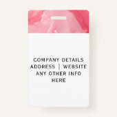 ミニマリストピンク大理石ビジネス従業員ID バッジ (裏面)