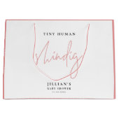 ミニマリストピンク小さな人間のShindig赤ちゃんシャワー ラージペーパーバッグ (正面)