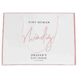 ミニマリストピンク小さな人間のShindig赤ちゃんシャワー ラージペーパーバッグ