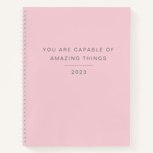 ミニマリストピンク引用文 ノートブック (正面)